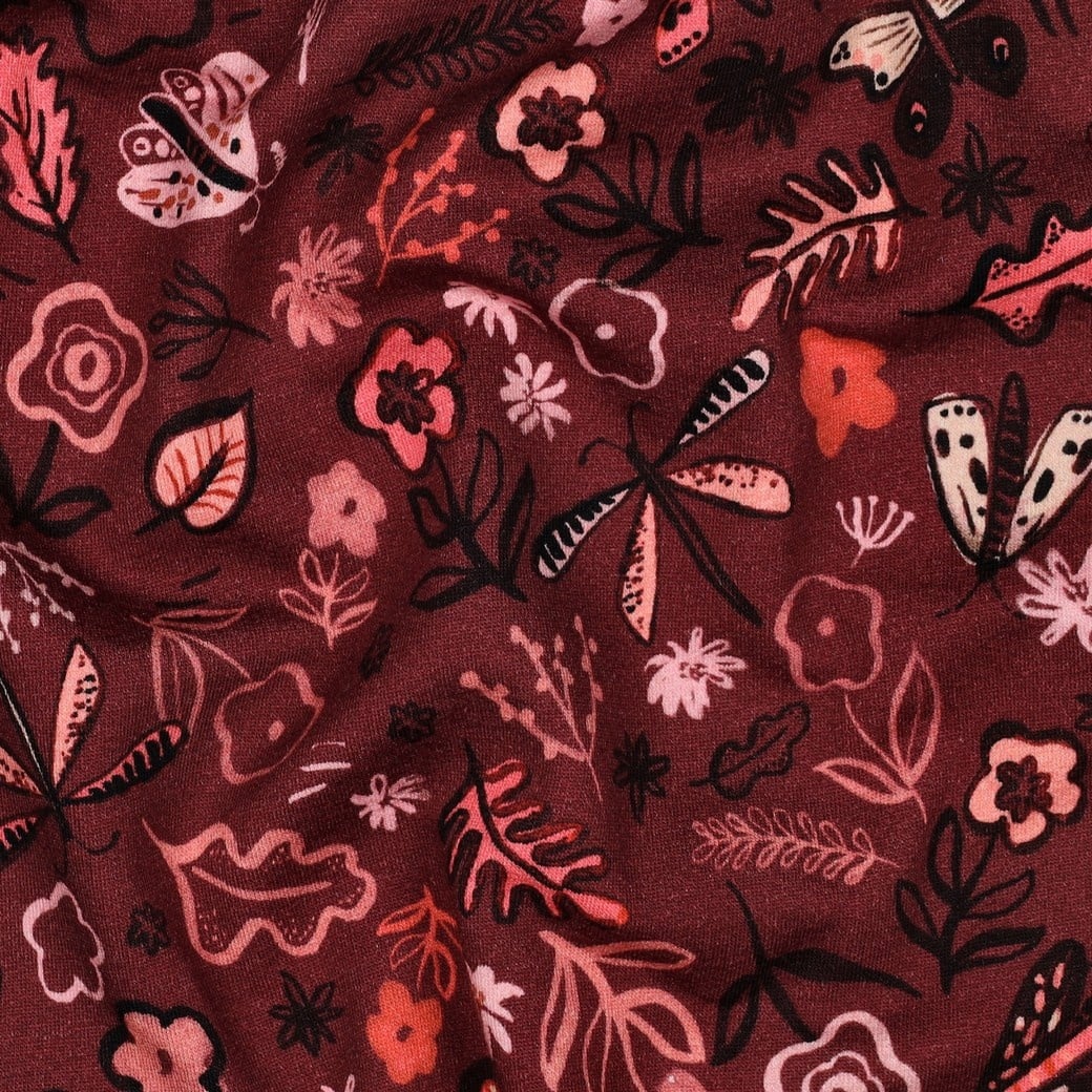 Sweat Digitale Print Bloemen Bordeaux – Zacht & Speels