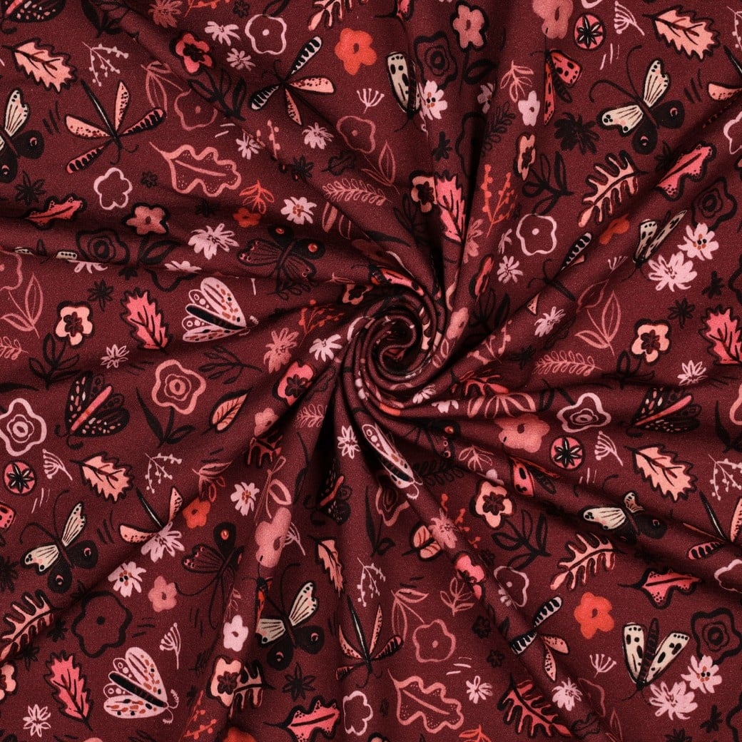 Sweat Digitale Print Bloemen Bordeaux – Zacht & Speels