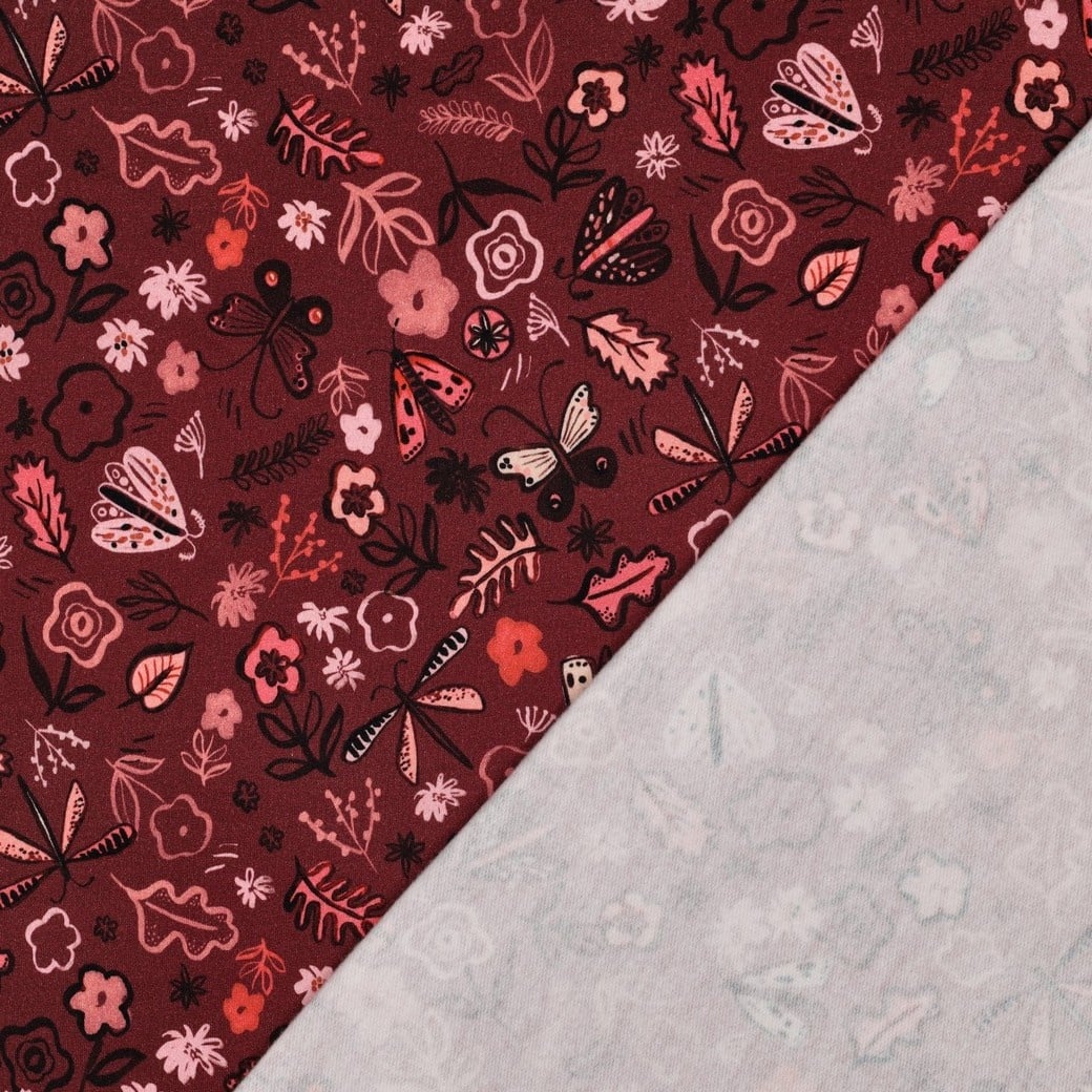 Sweat Digitale Print Bloemen Bordeaux – Zacht & Speels