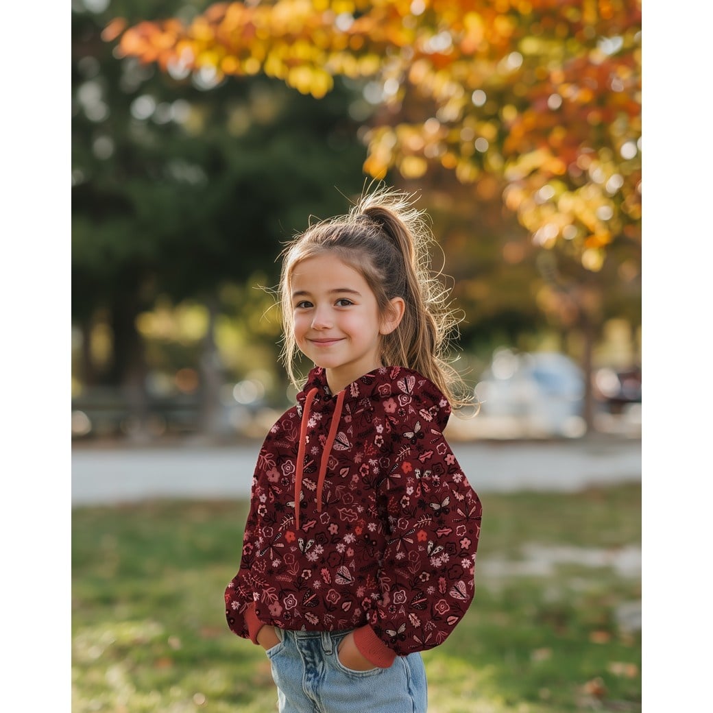 Sweat Digitale Print Bloemen Bordeaux – Zacht & Speels