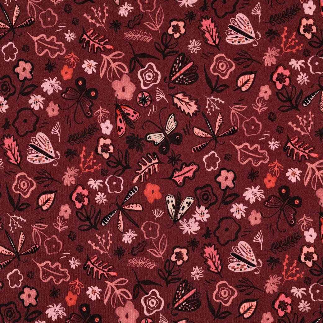 Sweat Digitale Print Bloemen Bordeaux – Zacht & Speels