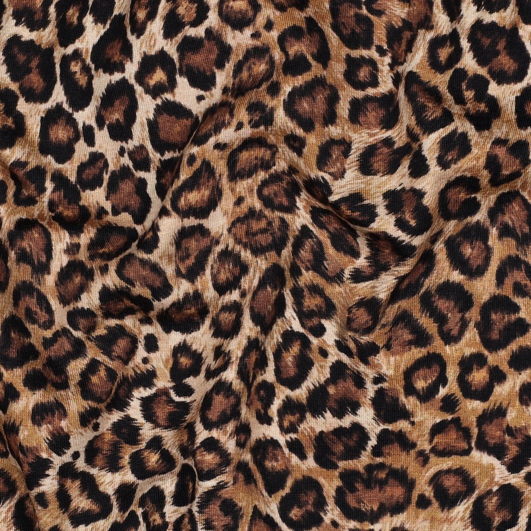 Jersey Katoen Panter Camel – Trendy, Zacht & Rekbaar