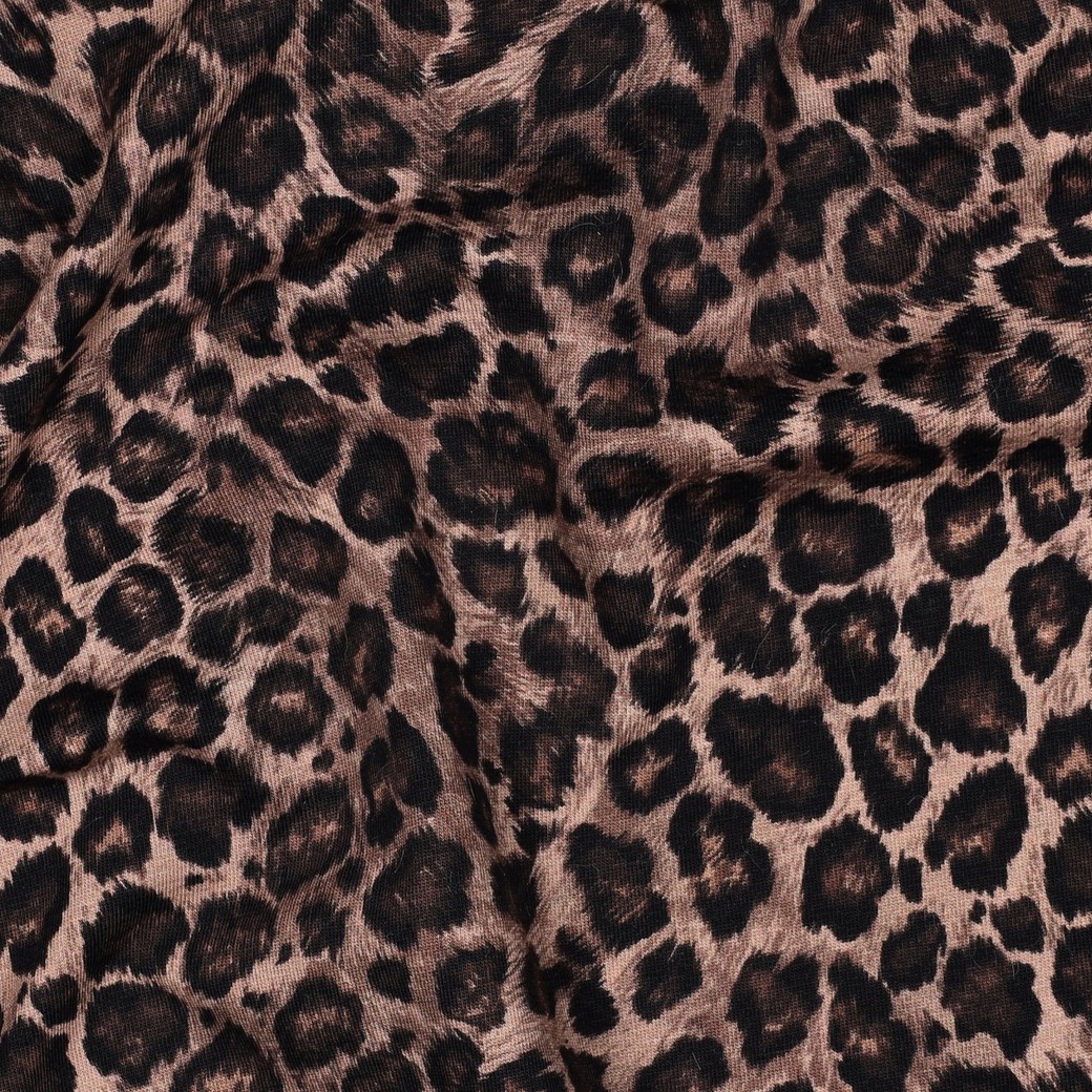 Jersey Katoen Panter Bruin – Trendy, Zacht & Rekbaar