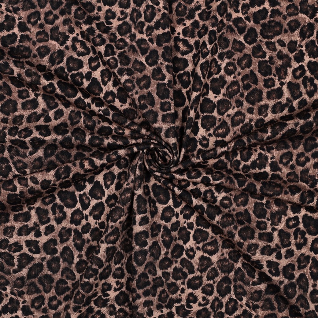 Jersey Katoen Panter Bruin – Trendy, Zacht & Rekbaar