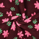 Teddy Stof Bloemen Bordeauxrood – Zacht, Warm & Schattig