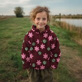 Teddy Stof Bloemen Bordeauxrood – Zacht, Warm & Schattig