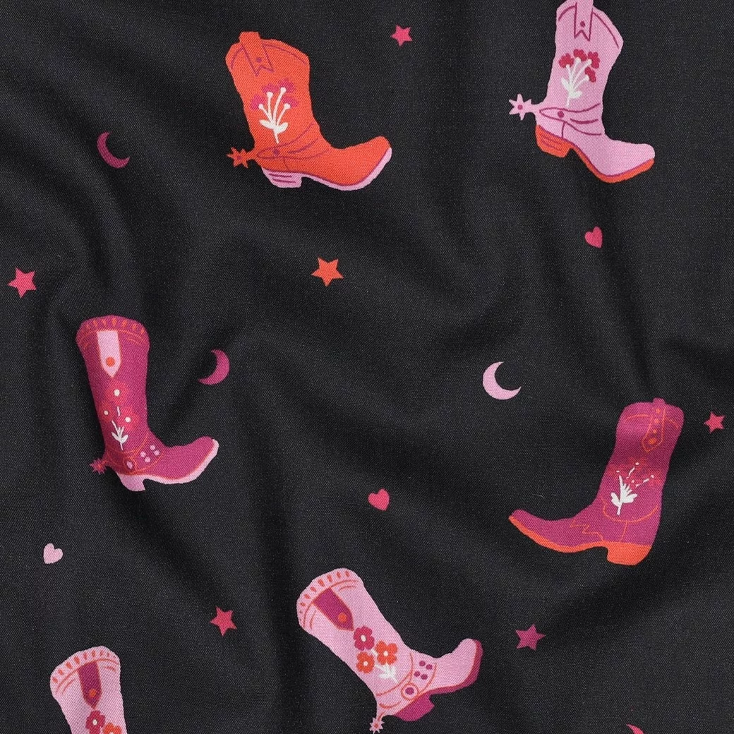 Katoen Poplin Cowboylaarzen Zwart – Trendy & Speels