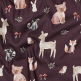 Poplin Katoen Bosdieren Bordeauxrood – Lief & Sfeervol