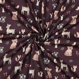 Poplin Katoen Bosdieren Bordeauxrood – Lief & Sfeervol