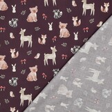 Poplin Katoen Bosdieren Bordeauxrood – Lief & Sfeervol