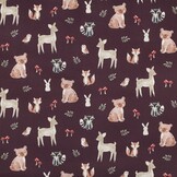 Poplin Katoen Bosdieren Bordeauxrood – Lief & Sfeervol