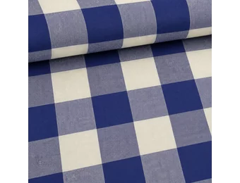 Katoen Stof Madrasruit 5 cm – Kobaltblauw/Wit