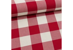 Katoen Stof Madrasruit 5 cm – Rood/Wit