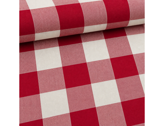 Katoen Stof Madrasruit 5 cm – Rood/Wit