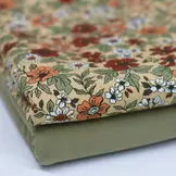 Jersey Katoen Vintage Bloemen Rood Beige – Retro & Speels