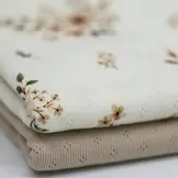 Pointelle Jersey Naturel Bloemenboeket – Zacht, Luchtig & Rekbaar