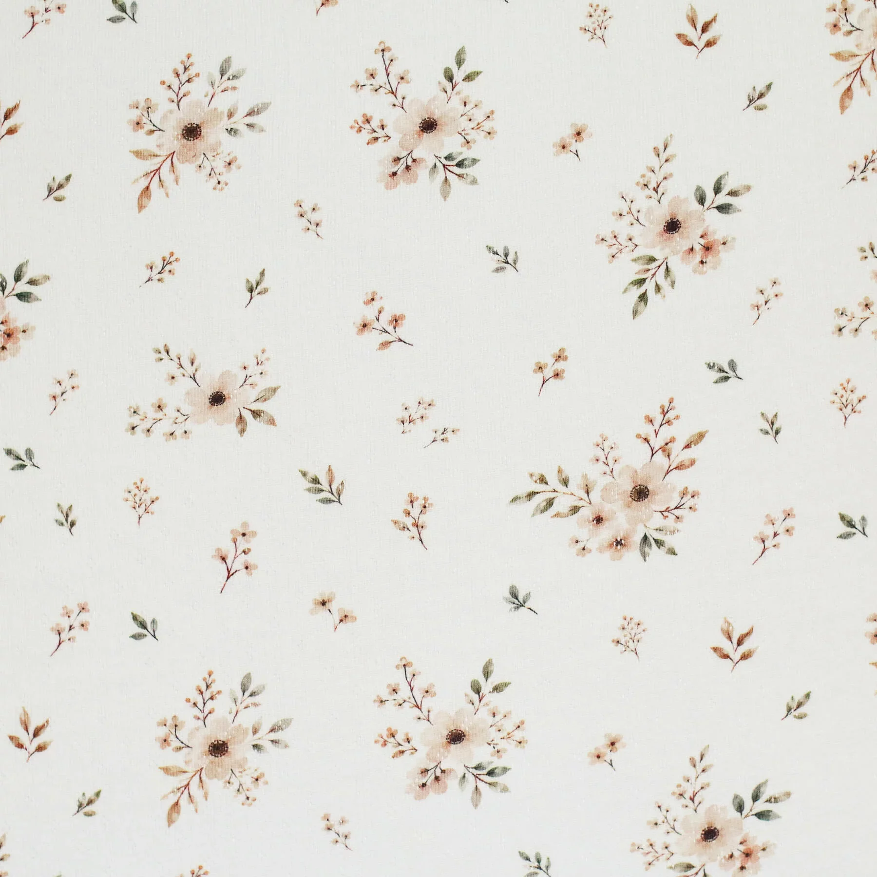 Pointelle Jersey Naturel Bloemenboeket – Zacht, Luchtig & Rekbaar