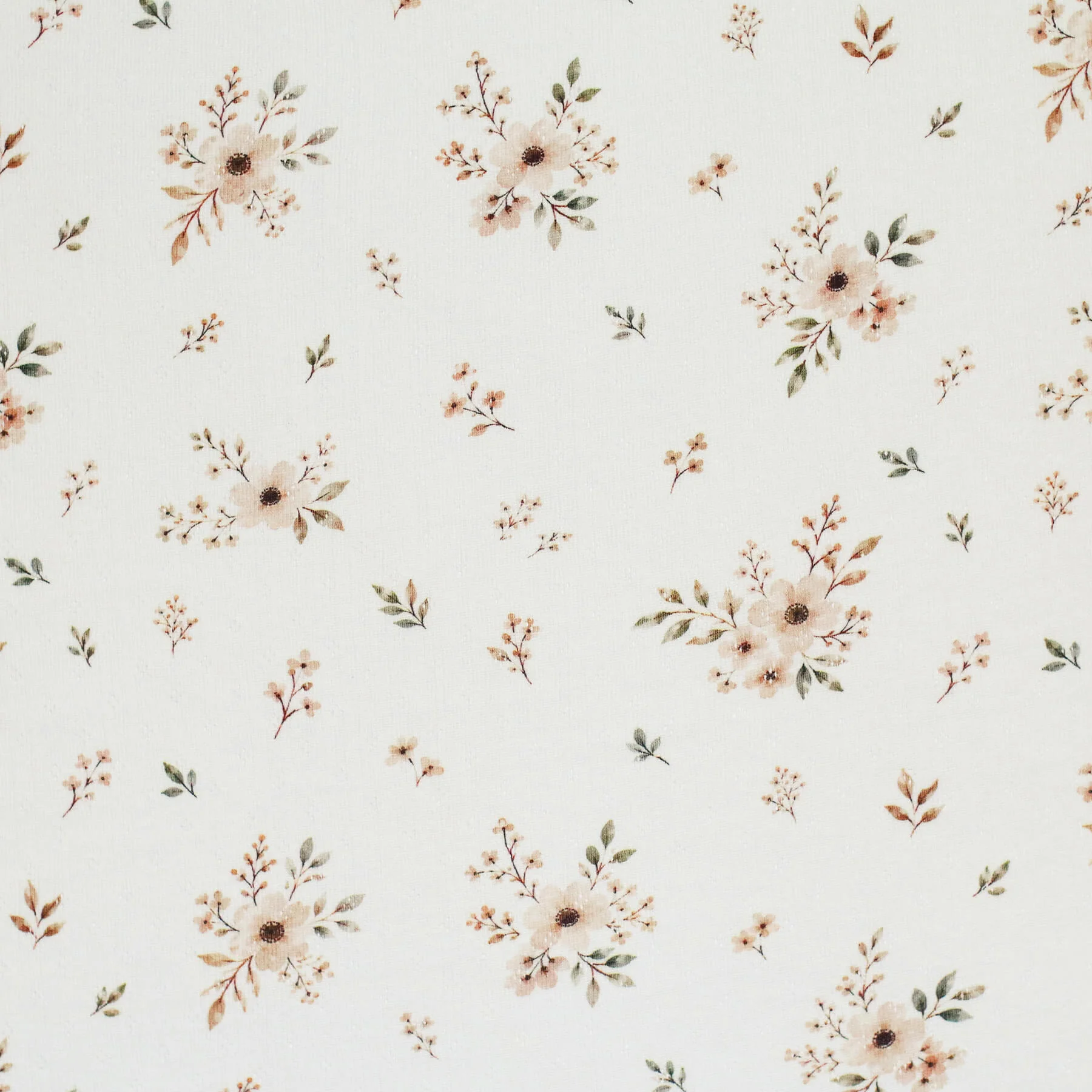 Pointelle Jersey Naturel Bloemenboeket – Zacht, Luchtig & Rekbaar