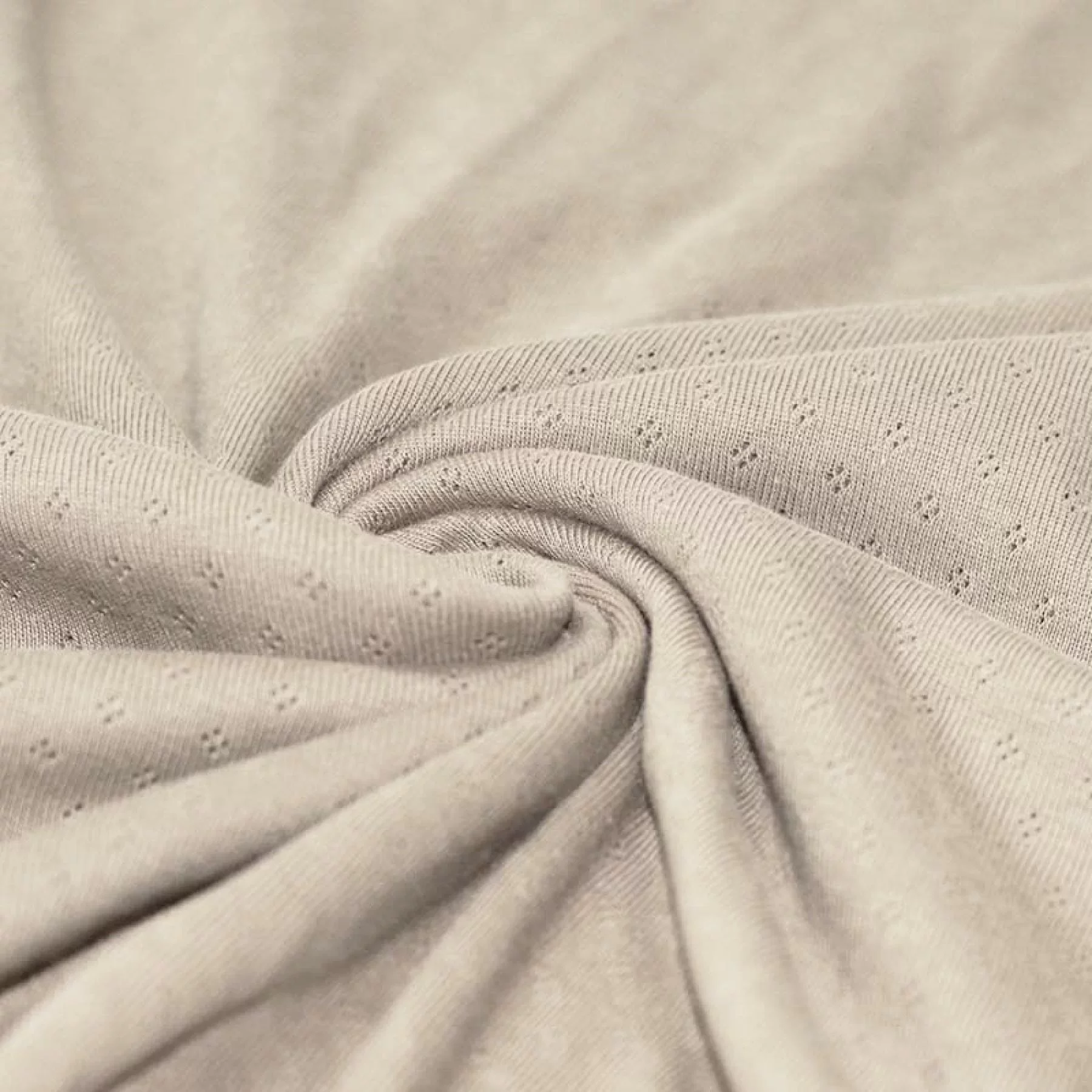 Pointelle Jersey Stof Licht Beige – Zacht, Luchtig & Rekbaar