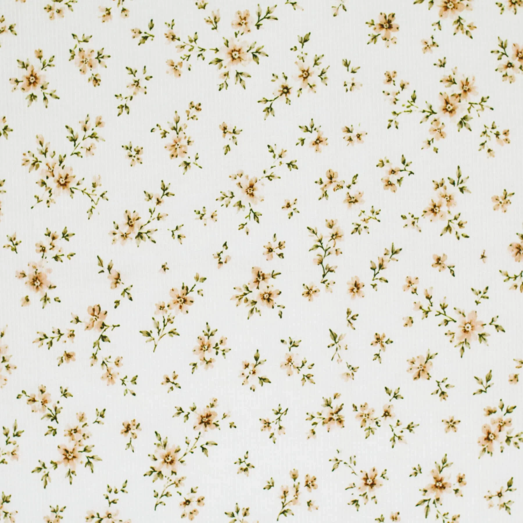 Rib Jersey Stof Klassieke Bloem Naturel – Lief & Zacht