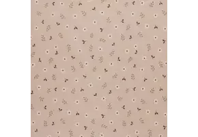Rib Jersey Stof - Klein Madeliefje Beige