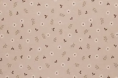 Rib Jersey Stof - Klein Madeliefje Beige