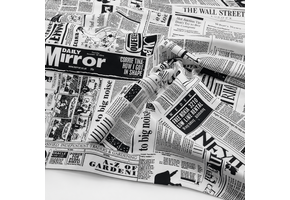 Katoen Stof Krant Zwart Wit