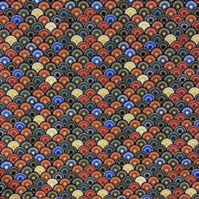 Katoen Stof Suri Japanse Waaiers Geel – Grafisch & Stijlvol