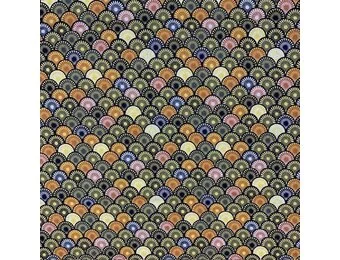 Katoen Stof Suri Japanse Waaiers – Geel Multicolor