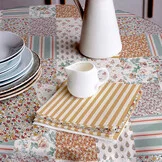 Katoen Stof Fleurville Patchwork Bloemen Oker – Vintage