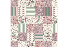 Katoen Stof Fleurville Patchwork Bloemen – Roze