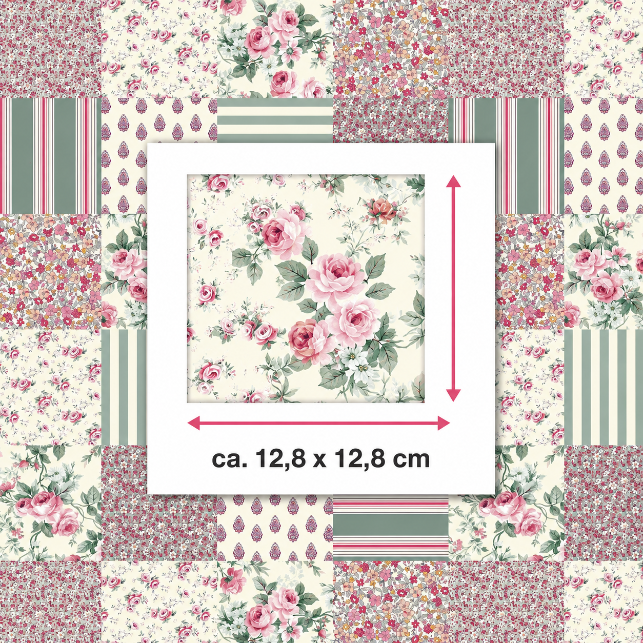 Katoen Stof Fleurville Patchwork Bloemen Roze – Romantisch