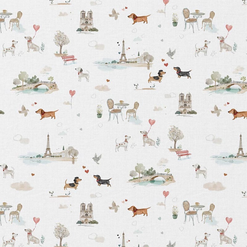 Katoen Poplin Titidparis Hondjes – Parijs Print