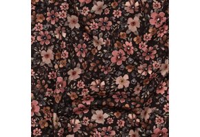 Jersey Katoen Stof Digitale Print – Bloemen Bruin