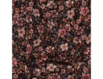 Jersey Katoen Stof Digitale Print – Bloemen Bruin