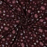 Jersey Katoen Bloemen Bordeauxrood – Zacht, Rekbaar & Ademend