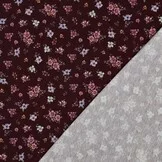 Jersey Katoen Bloemen Bordeauxrood – Zacht, Rekbaar & Ademend