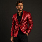 Metallic Folie Stof Party Bling Rood – Carnaval & Showkleding