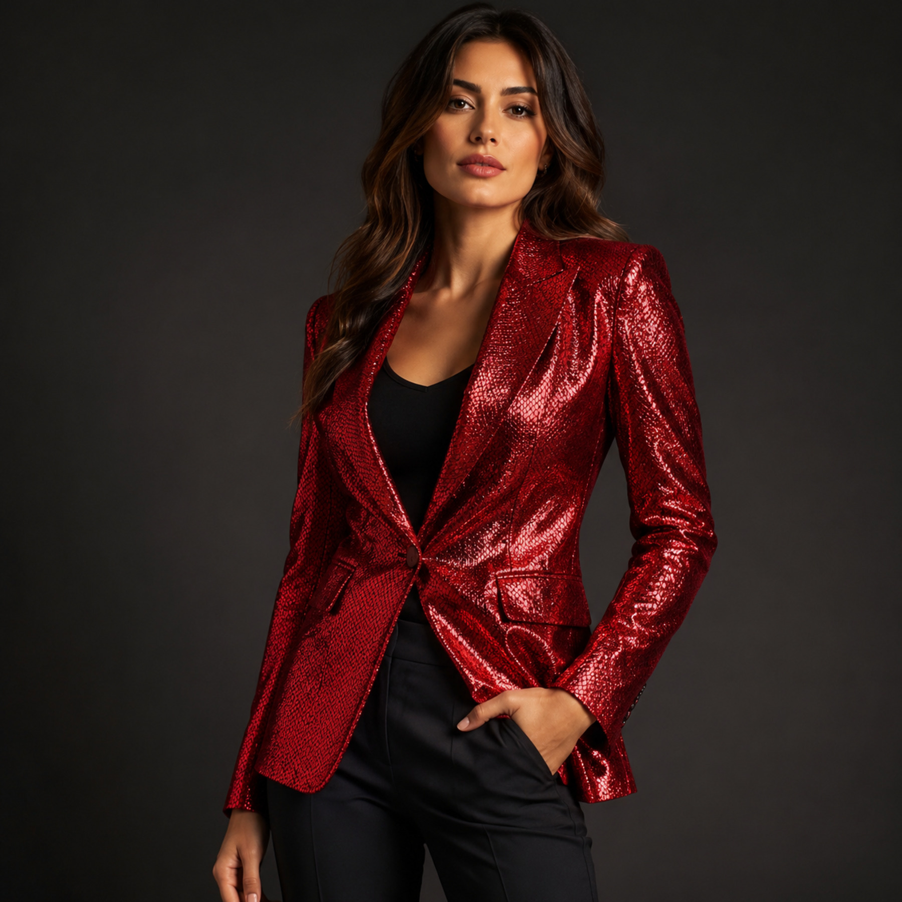Metallic Folie Stof Party Bling Rood – Carnaval & Showkleding