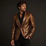 Metallic Folie Stof Party Bling Brons – Carnaval & Showkleding