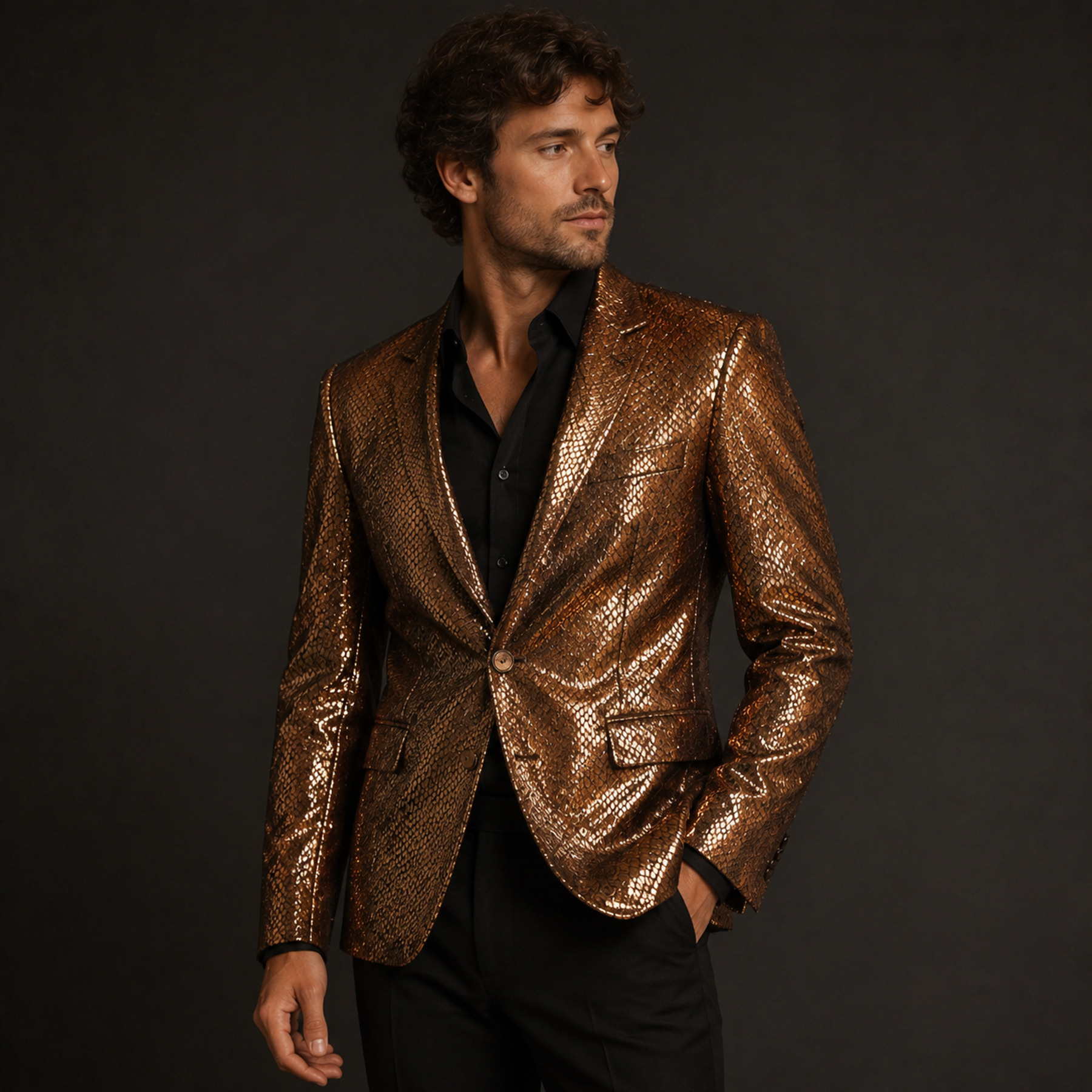 Metallic Folie Stof Party Bling Brons – Carnaval & Showkleding