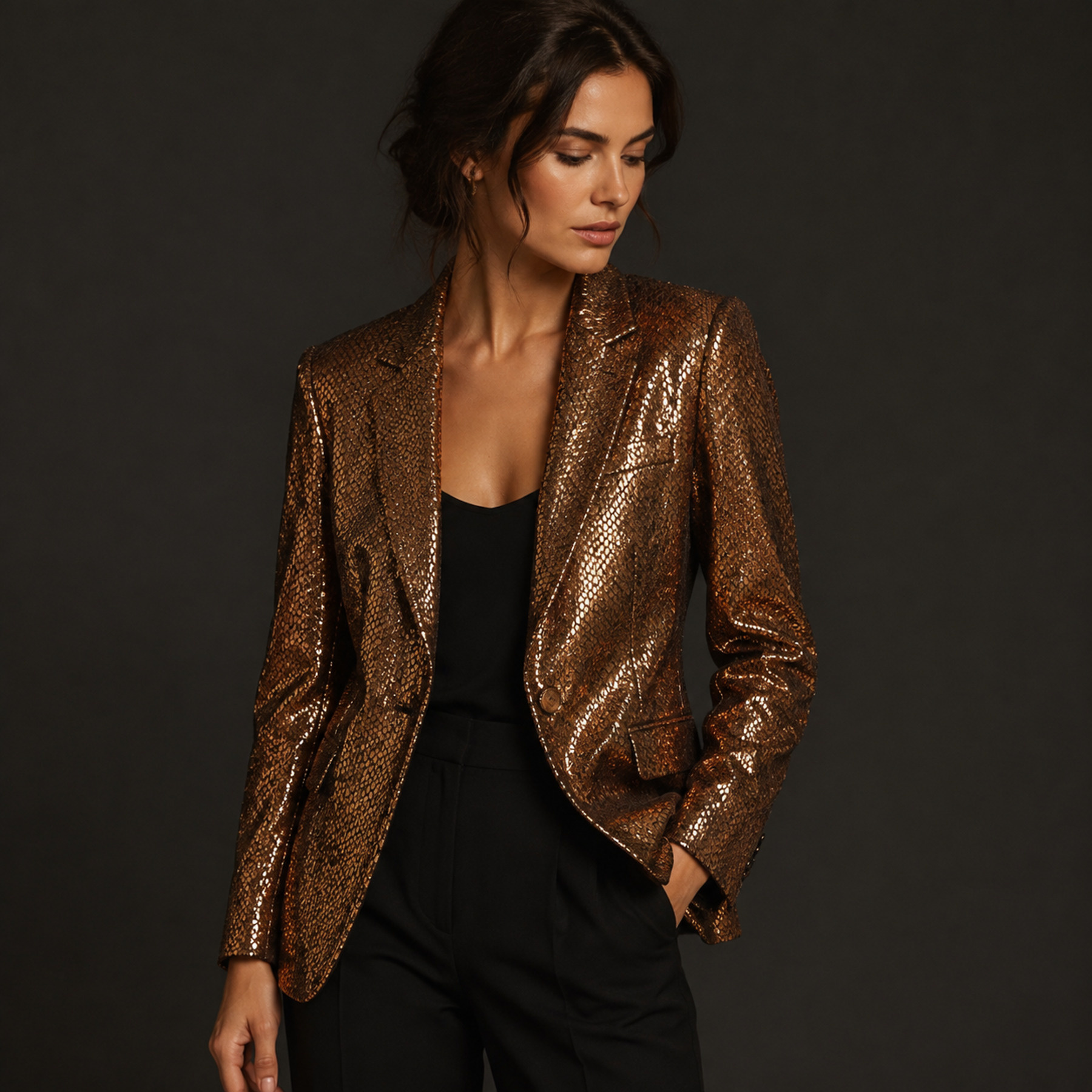 Metallic Folie Stof Party Bling Brons – Carnaval & Showkleding