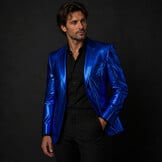 Metallic Folie Stof Party Bling Blauw – Carnaval & Showkleding