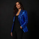 Metallic Folie Stof Party Bling Blauw – Carnaval & Showkleding