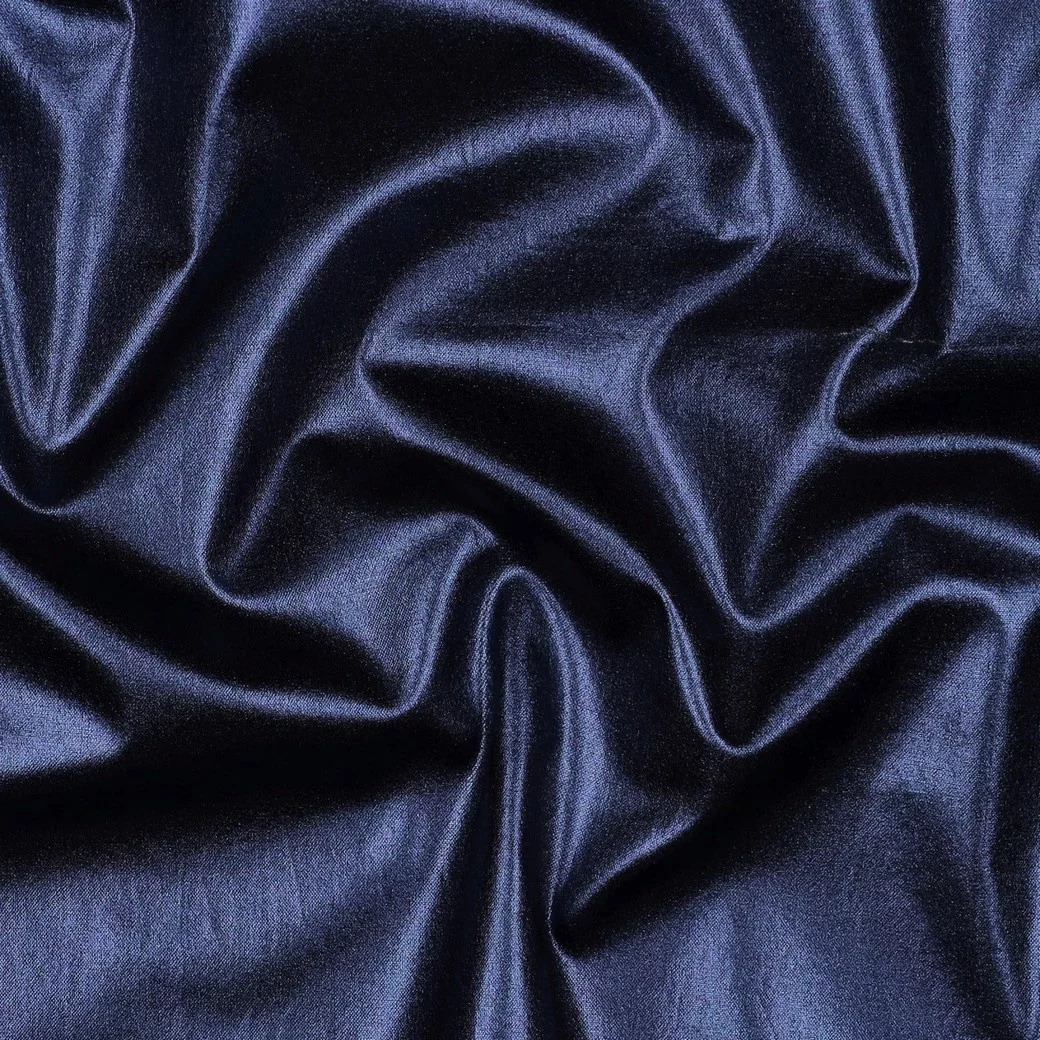 Katoen Stof Metallic Foil – Blauw met subtiel glittereffect