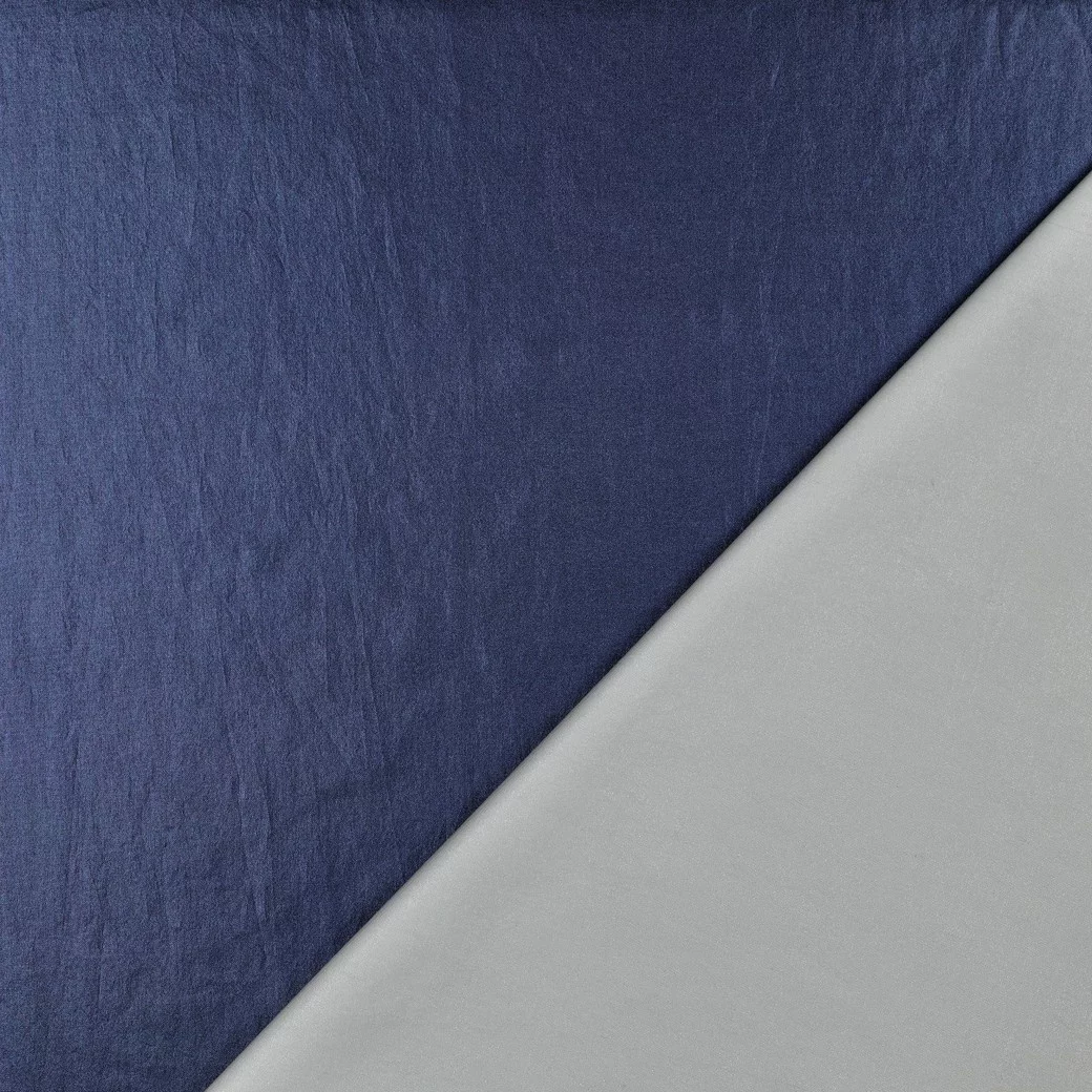 Katoen Stof Metallic Foil – Blauw met subtiel glittereffect