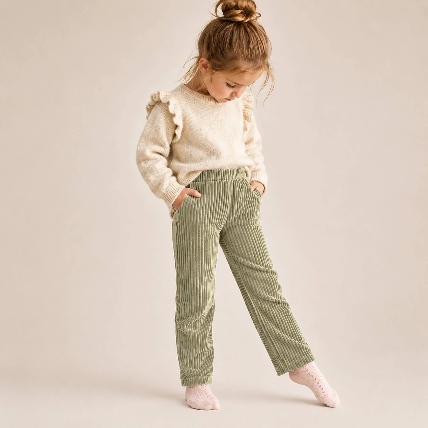 Brede Ribfluweel Jersey Stof Olijf – Zacht & Stijlvol