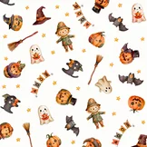 Katoen Stof Halloween Spooky Friends – Vrolijke Halloween Print