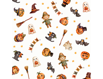 Katoen Stof Halloween Spooky Friends