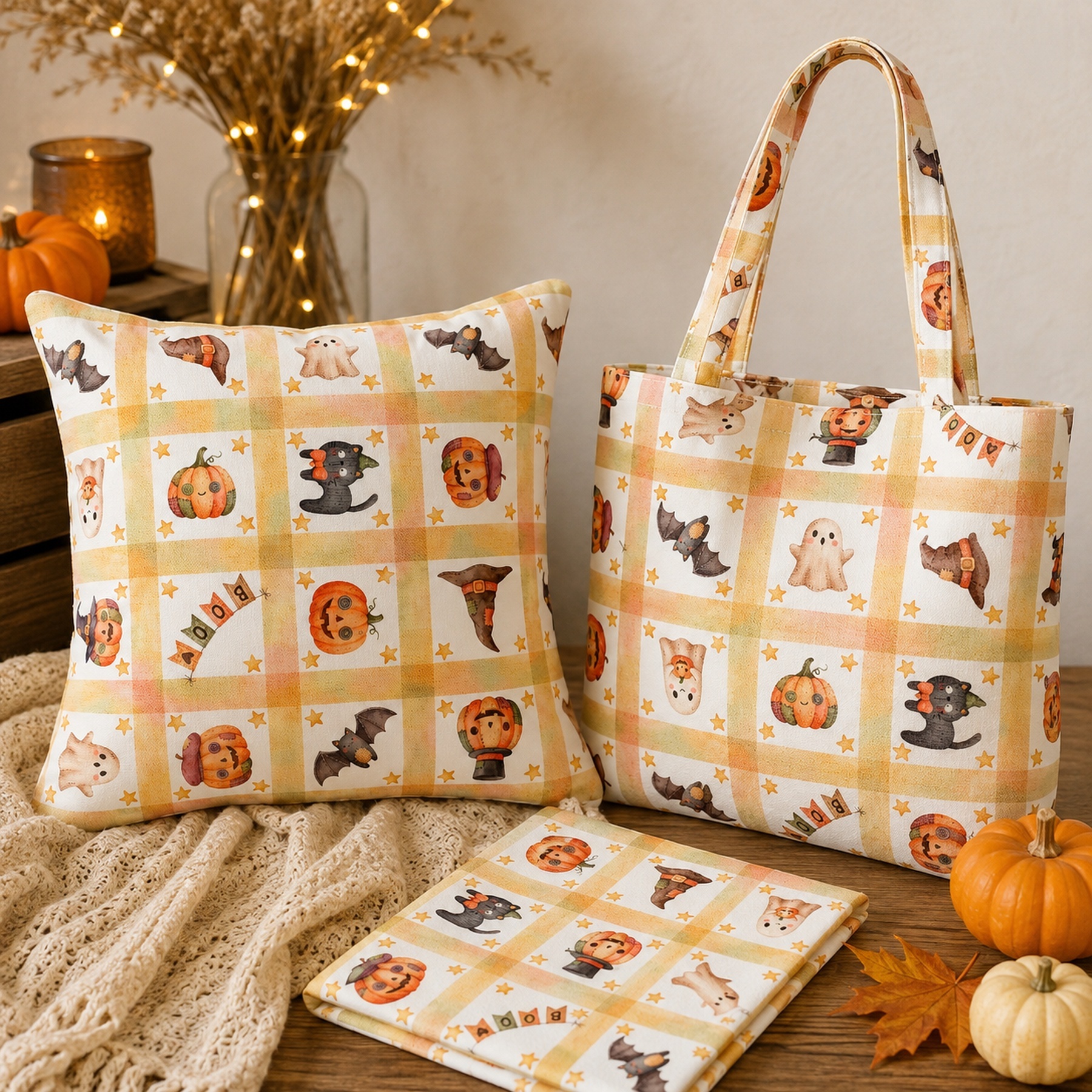 Katoen Stof Halloween Patchwork – Griezelig Leuke Halloween Print